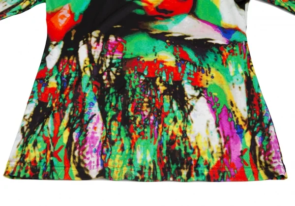 Jean-Paul GAULTIER FEMME Face Printed Neck Button T Shirt K-124503_011