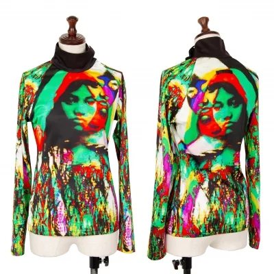 Jean-Paul GAULTIER FEMME Face Printed Neck Button T Shirt