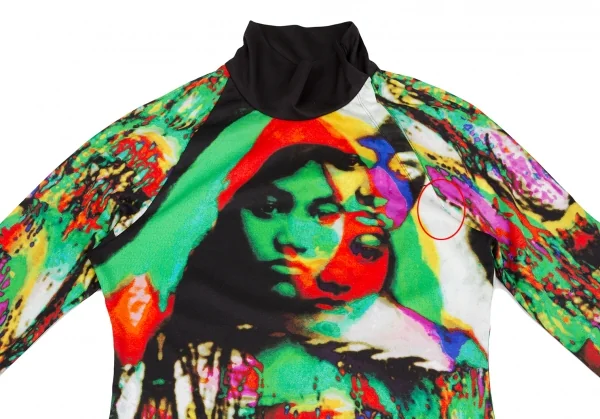 Jean-Paul GAULTIER FEMME Face Printed Neck Button T Shirt K-124503_003