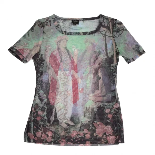 Jean-Paul GAULTIER FEMME Maria Printed Mesh T Shirt Green,Black 40 K-124504_001