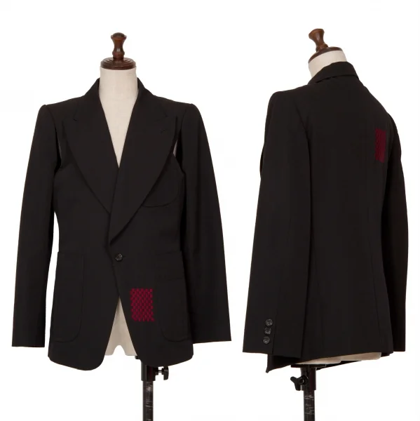 コムデギャルソンCOMME des GARCONS チェッカーデザイン1Bパッチポケットジャケット 黒S K-124556_001