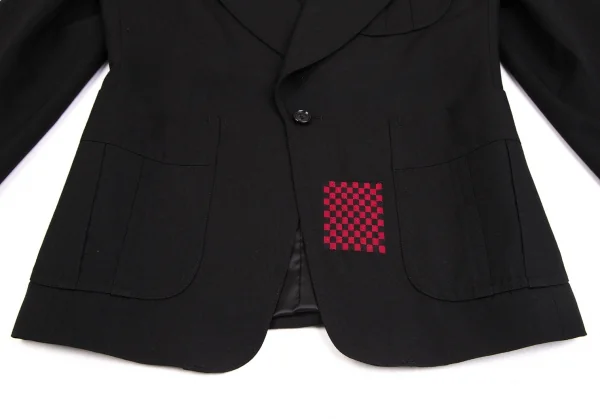 コムデギャルソンCOMME des GARCONS チェッカーデザイン1Bパッチポケットジャケット 黒S K-124556_011