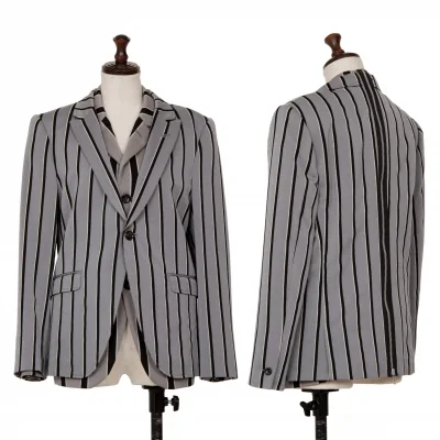 COMME des GARCONS Striped Back Zipper Layered Jacket