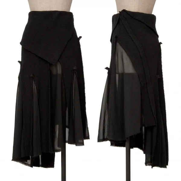 COMME des GARCONS See-through Switching Rib Knit Skirt Black S K-124576_001