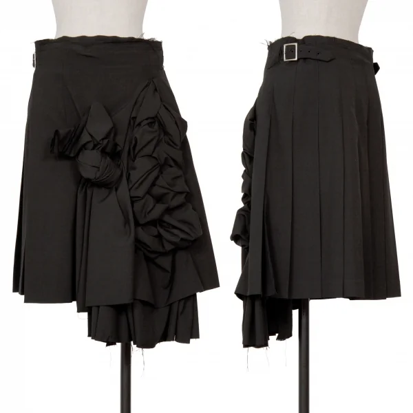 COMME des GARCONS Wool Woven Pleated Wrap Skirt Black S K-124580_001