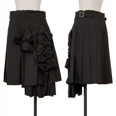 COMME des GARCONS Wool Woven Pleated Wrap Skirt