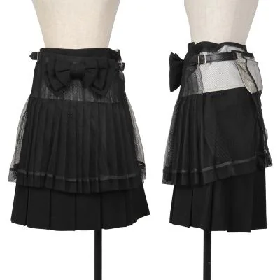 COMME des GARCONS Mesh Layered Pleats Wrap Skirt