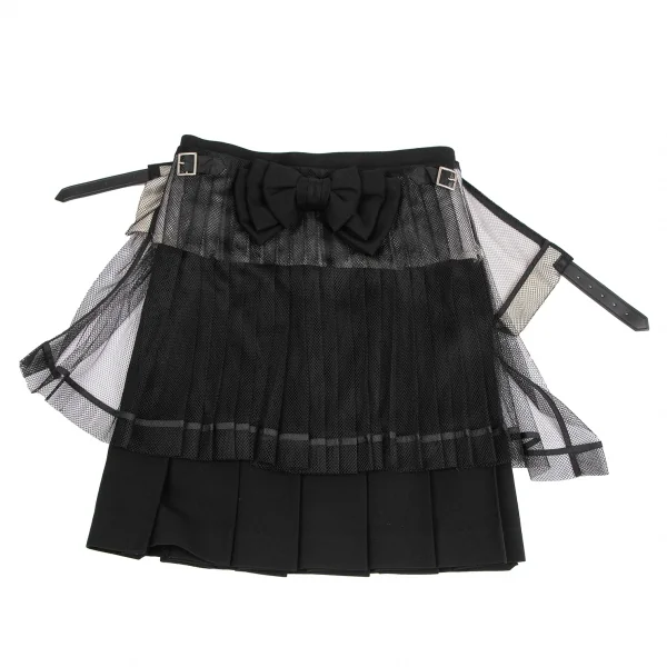 COMME des GARCONS Mesh Layered Pleats Wrap Skirt K-124581_002