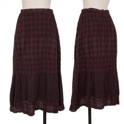 ISSEY MIYAKE HaaT Checker Switching Flower Embroidery Skirt