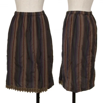 ISSEY MIYAKE HaaT Lace Pasted Stripe Skirt
