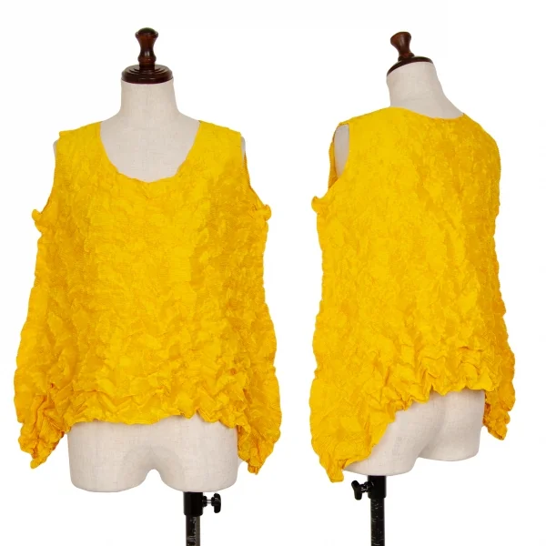 Unbranded Wrinkle Pleated Tank Top Yellow F K-124607_001