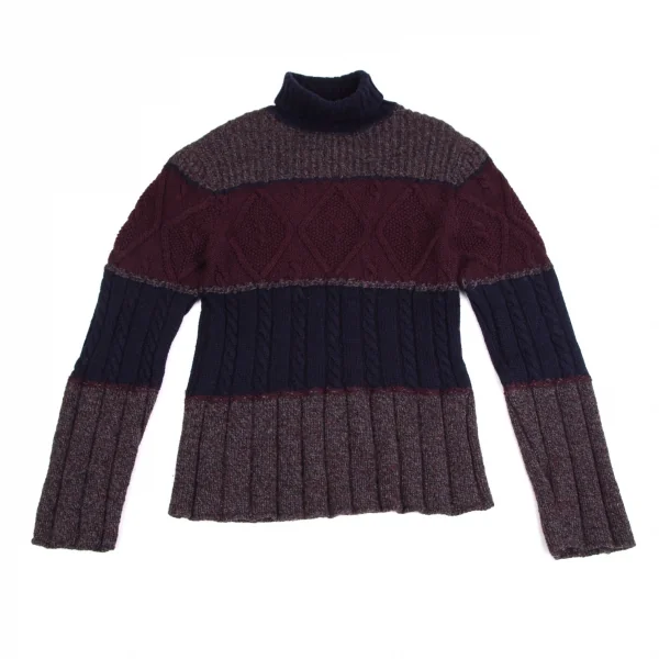 Jean Paul GAULTIER CLASSIQUE Switching Roll-neck Knit Sweater Navy 48 K-124640_001