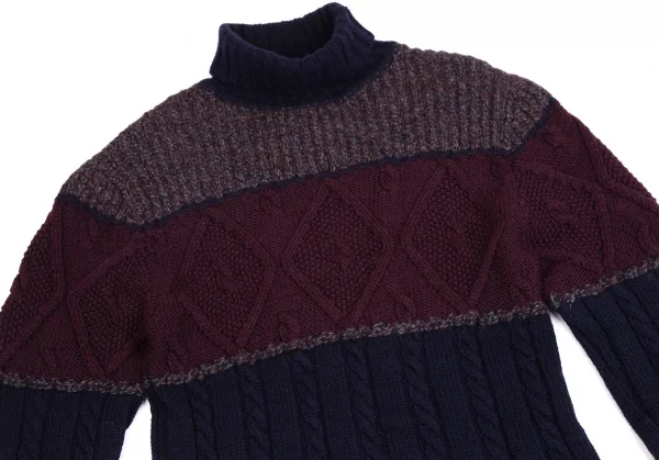 Jean Paul GAULTIER CLASSIQUE Switching Roll-neck Knit Sweater K-124640_002