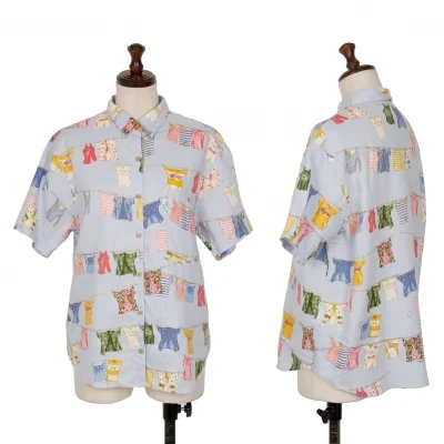 Mademoiselle NON NON Linen Laundry Printed Short Sleeve Shirt