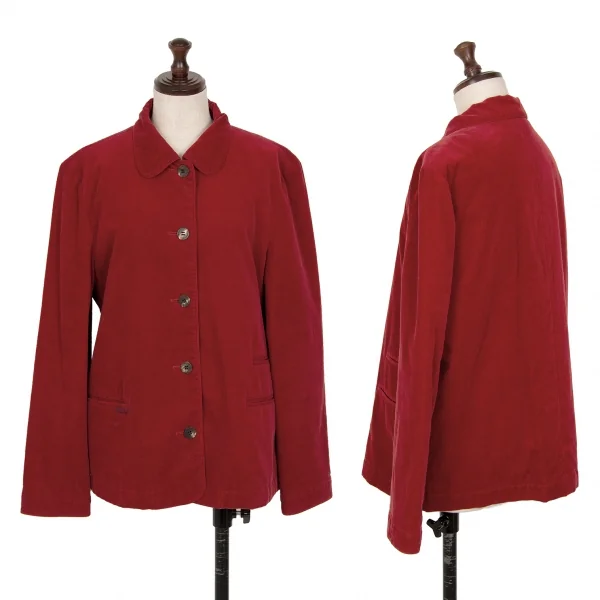 Mademoiselle NON NON Corduroy Round Collar Jacket Red S-M K-124658_001