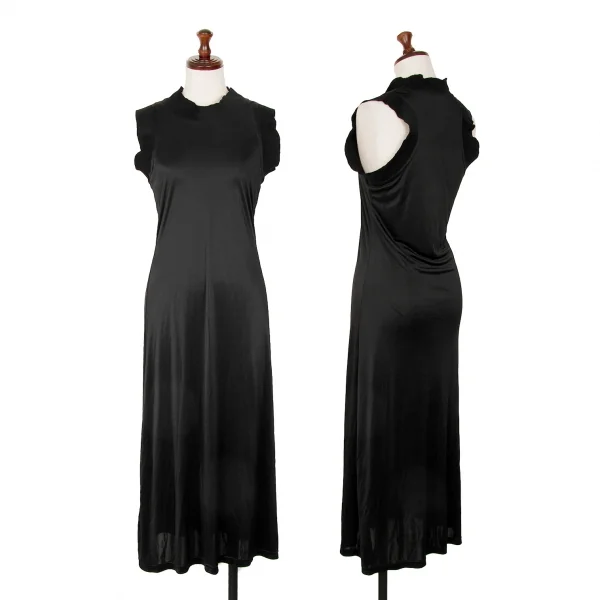 Yohji Yamamoto FEMME Rib Switching Poly Dress Black 2 K-124680_001