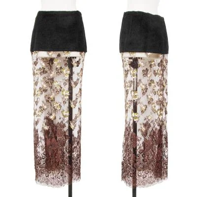 Yohji Yamamoto FEMME Embroidered Mesh Switching Skirt