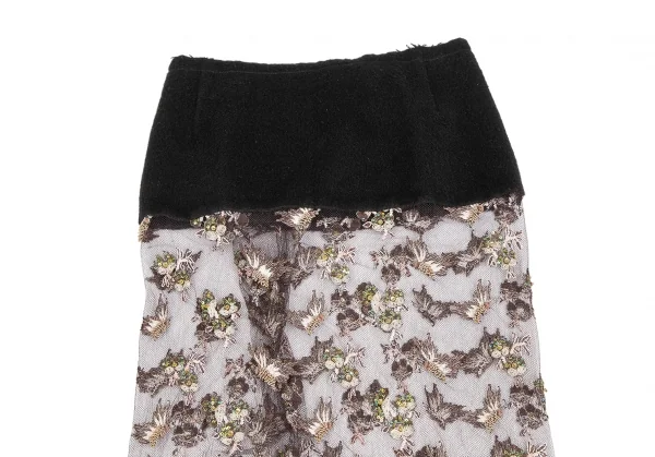 Yohji Yamamoto FEMME Embroidered Mesh Switching Skirt K-124682_003