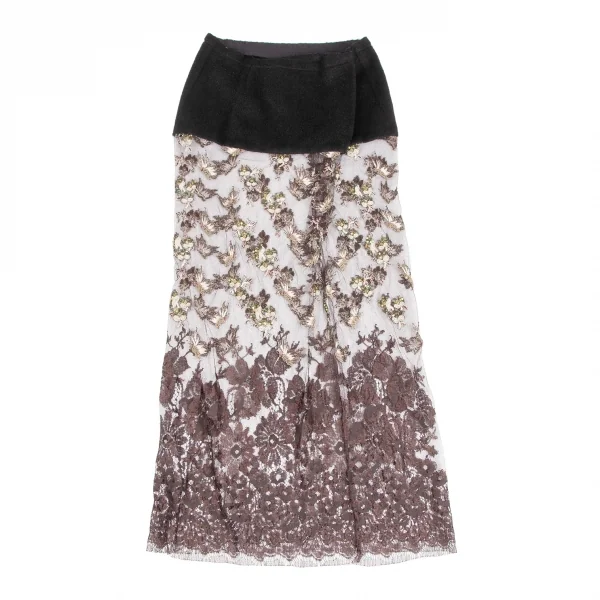 Yohji Yamamoto FEMME Embroidered Mesh Switching Skirt K-124682_008