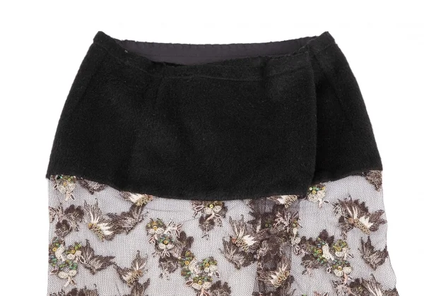 Yohji Yamamoto FEMME Embroidered Mesh Switching Skirt K-124682_009