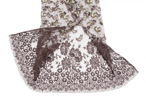Yohji Yamamoto FEMME Embroidered Mesh Switching Skirt K-124682_014