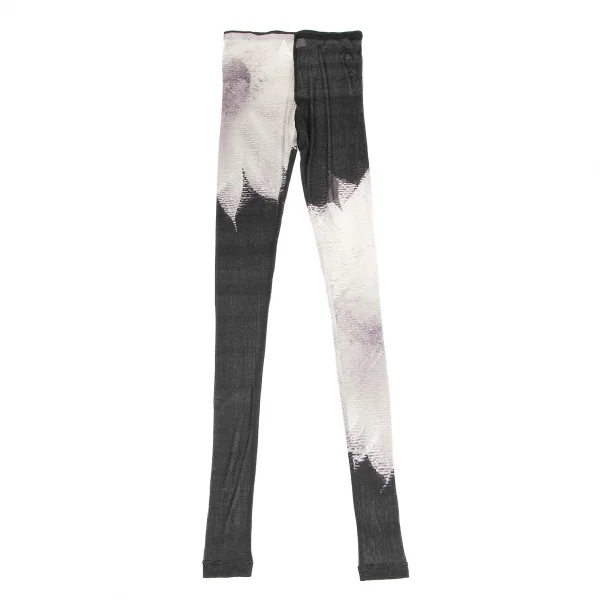 Yohji Yamamoto FEMME Graphic Printed Mesh Leggings Black,White 2 K-124683_001