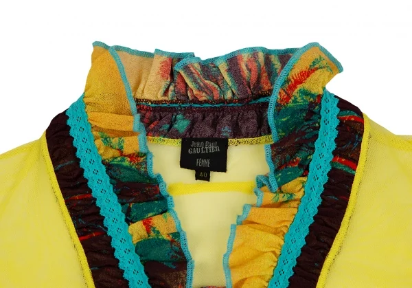 Jean Paul GAULTIER FEMME Frill Switching Mesh Cardigan K-124687_004