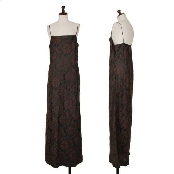 DRIES VAN NOTEN Botanical Printed Silk Cami Dress Brown 38 K-124689_001