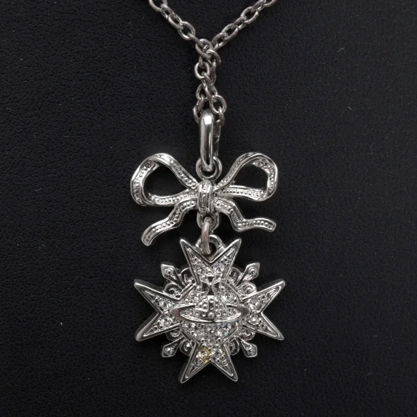 Vivienne Westwood Rhinestone Emblem Orb Necklace Silver  K-124702_001