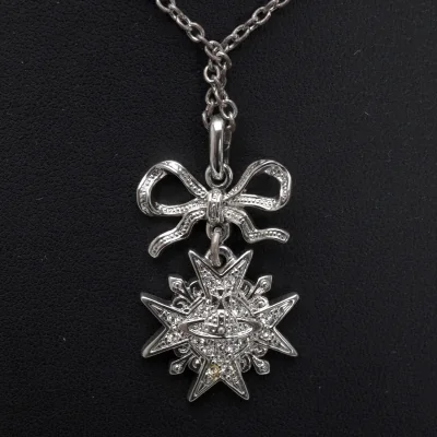 Vivienne Westwood Rhinestone Emblem Orb Necklace