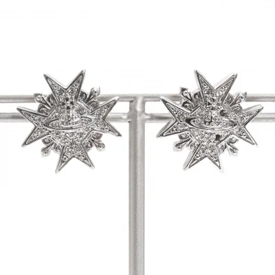 Vivienne Westwood Rhinestone Emblem Orb Earrings