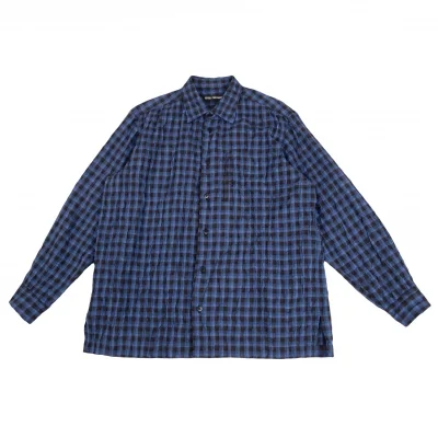 ISSEY MIYAKE MEN Wrinkle Pleated Block Check Shirt