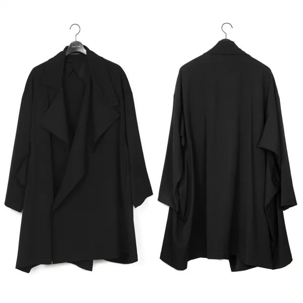 Yohji Yamamoto POUR HOMME Wool Gaba Drape Coat Black 2 K-124740_001