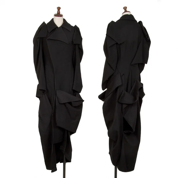 Yohji Yamamoto FEMME Tuck Wool Coat Black 1 K-124743_001