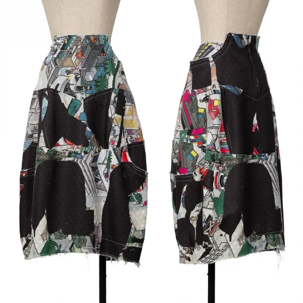 COMME des GARCONS eboy Alisa Yoffe Printed Switching Skirt Black,Multi-Color S K-124753_001