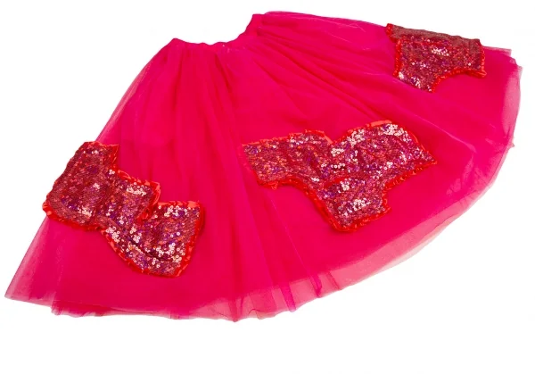 COMME des GARCONS Sequins Frill Bubble Mesh Skirt K-124754_006