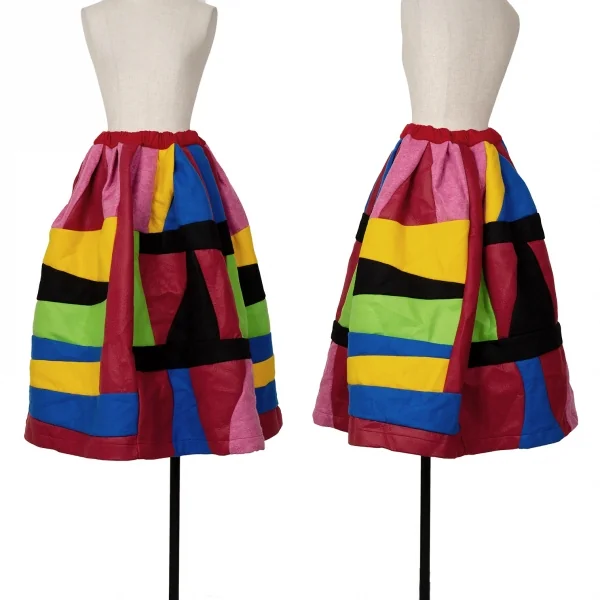 COMME des GARCONS COMME des GARCONS Felt Patcwork Skirt Multi-Color S K-124763_001