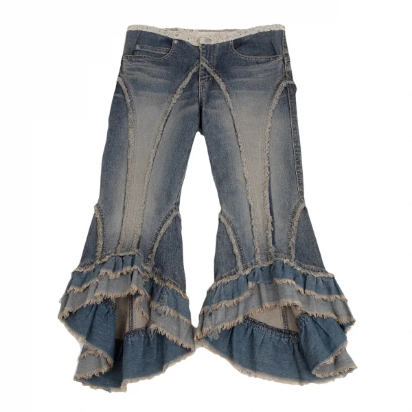 ATSURO TAYAMA Fringe Switching Frill Design Jeans Blue 4 K-124784_001
