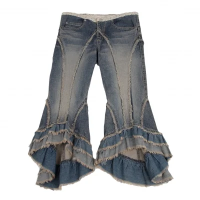 ATSURO TAYAMA Fringe Switching Frill Design Jeans