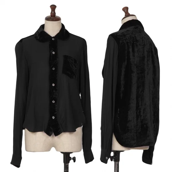 tricot COMME des GARCONS Velor Switching Georgette Blouse Black XS-S K-124786_001