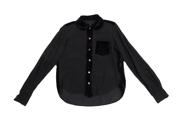 tricot COMME des GARCONS Velor Switching Georgette Blouse K-124786_002