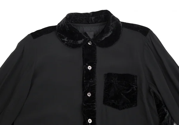 tricot COMME des GARCONS Velor Switching Georgette Blouse K-124786_003