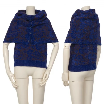 tricot COMME des GARCONS Folded Cape Floral Knit Sweater