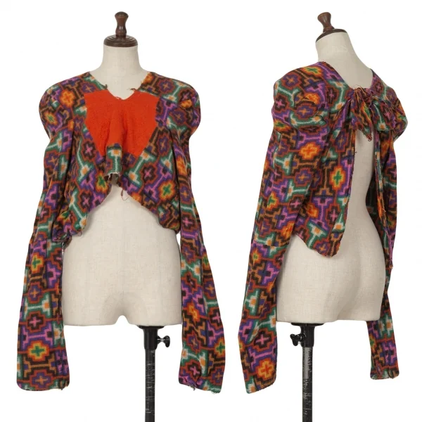 COMME des GARCONS Fulling Wool Psychedelic Top Red,Multi-Color S-M K-124789_001