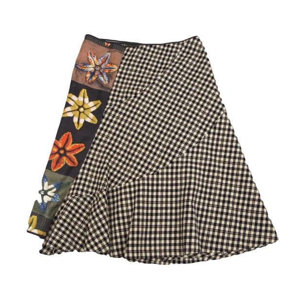 COMME des GARCONS Patchwork Printed Wrap Tweed Skirt K-124793_013
