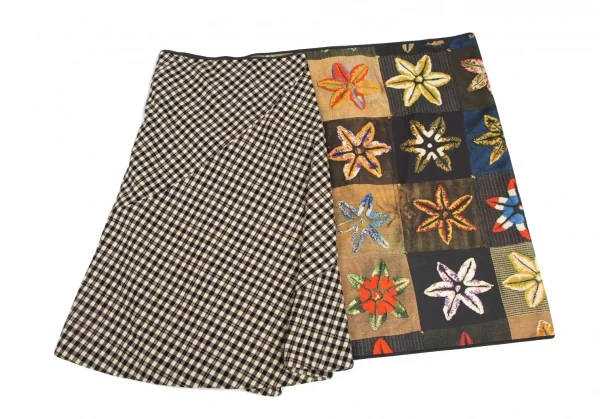 COMME des GARCONS Patchwork Printed Wrap Tweed Skirt K-124793_007