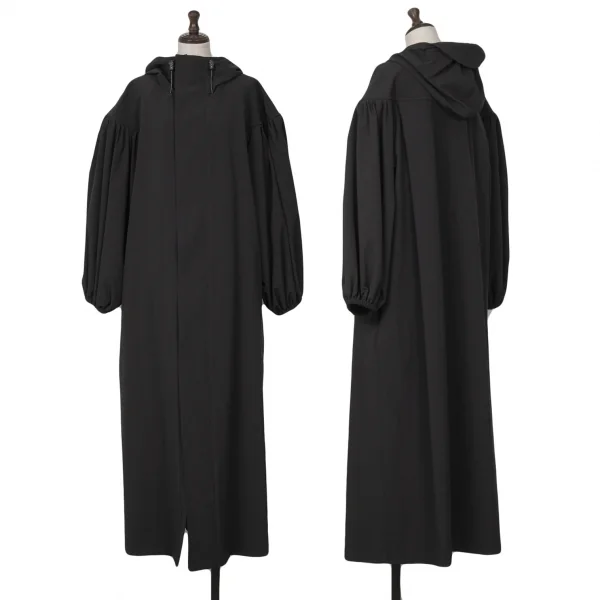 Y's.... Nylon Poly Zip Up Hooded Coat Black 2 K-124794_001