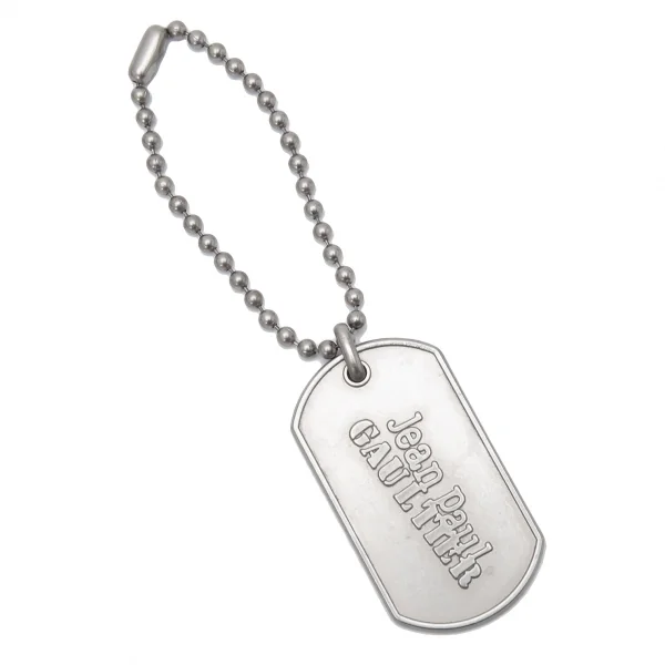 Jean-Paul GAULTIER Logo Dog Tag Key Chain Silver  K-124812_001