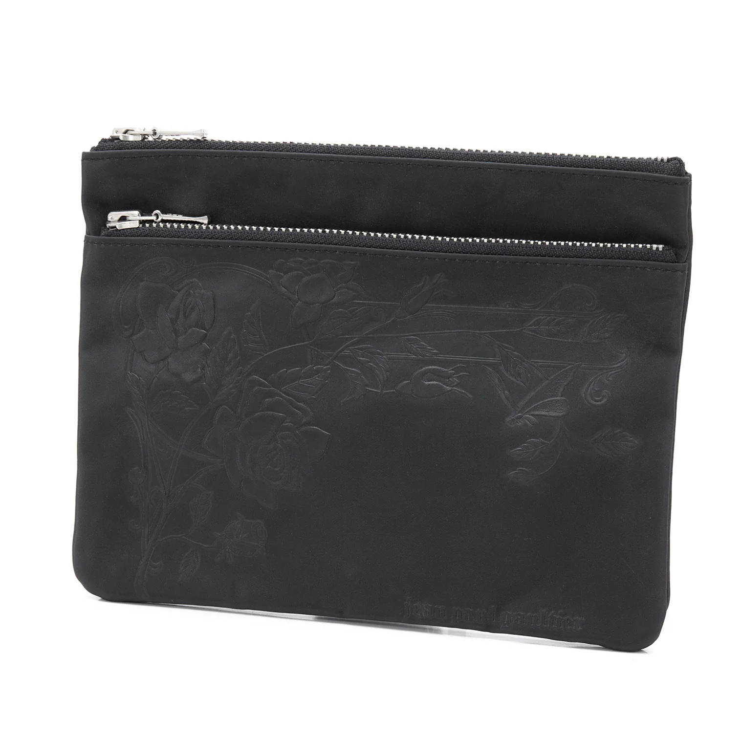 Jean-Paul GAULTIER ポーチ Jean Paul GAULTIER Rose embossed Pouch Black | PLAYFUL