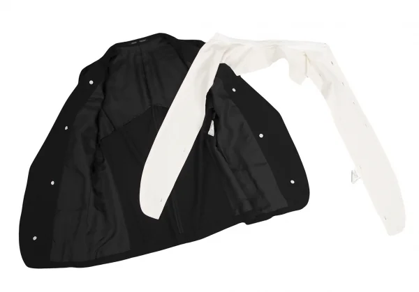 Y's Wool Gabardine Shirt Collar Layered Jacket K-124824_012